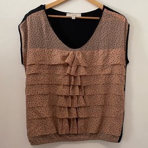 Loft Polka Dots Contrast Ruffled Top